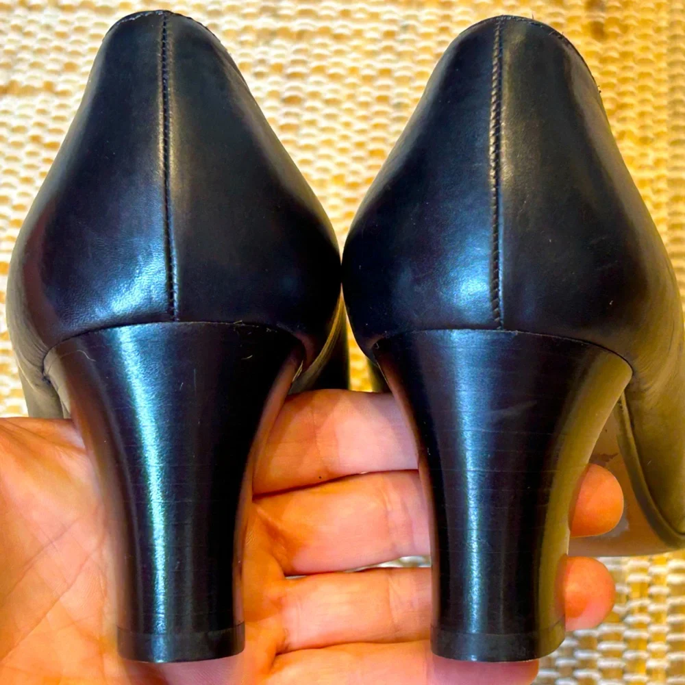 NWOT COACH s9.5🔥80s VINTAGE Never worn blk leather pumps Made in Italy Pristine - Picture 6 of 8